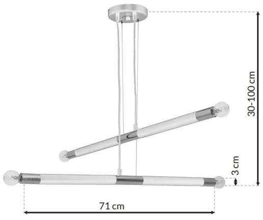Lampadario su fune BASTONE WHITE 4xE14/40W/230V