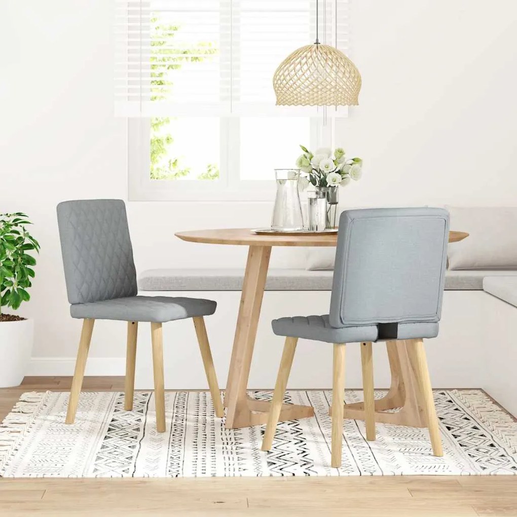 Sedie Da Pranzo 2 Pz Grigio Chiaro İn Tessuto /