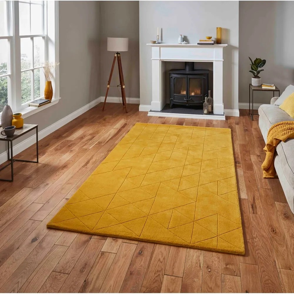 Tappeto di lana giallo senape , 150 x 230 cm Kasbah - Think Rugs