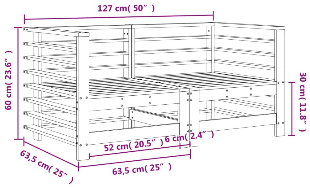 Divani Angolari da Giardino 2 pz Bianchi Legno Massello di Pino