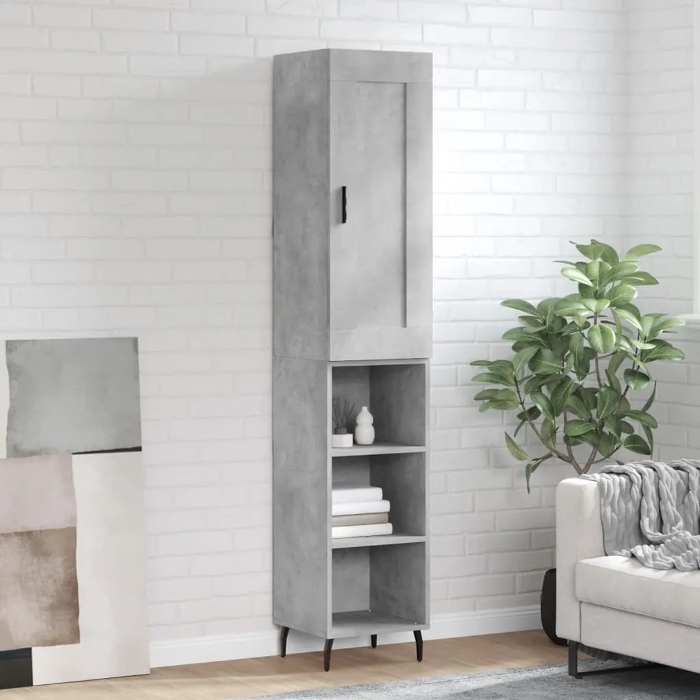Credenza Grigio Cemento 34,5x34x180 Cm İn Legno Multistrato /