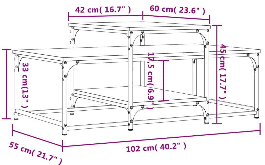 Tavolino da Salotto Grigio Sonoma 102x60x45cm Legno Multistrato