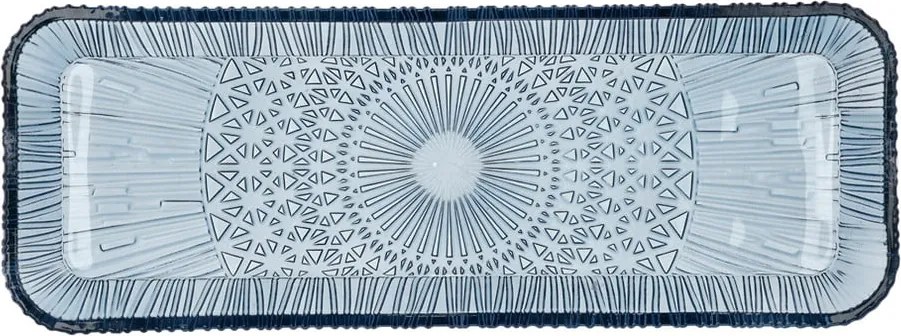 Piatto da portata in vetro blu 14x38 cm Kusintha - Bitz