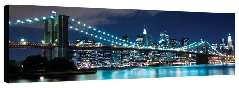 Stampa su tela Brooklyn luci azzurre, multicolore 160 x 60 cm