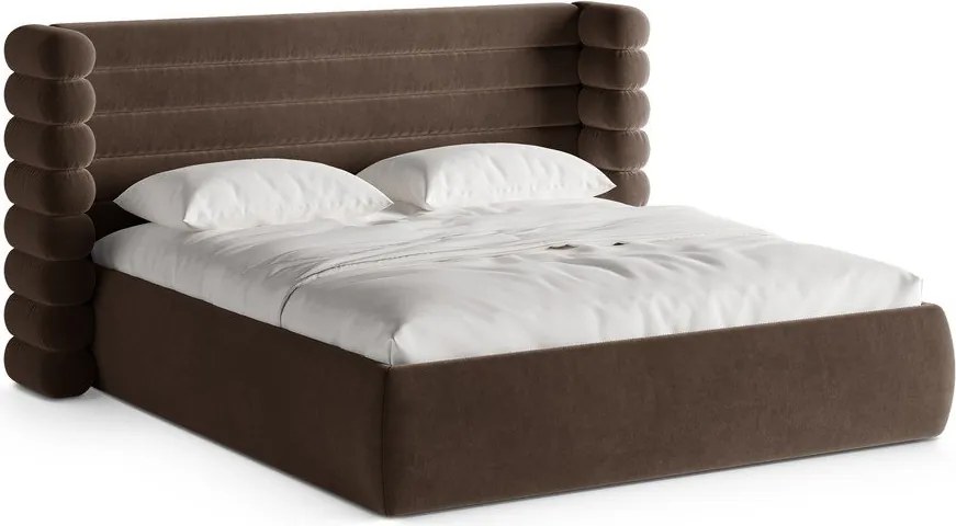 Letto matrimoniale imbottito marrone con contenitore con rete inclusa 180x200 cm Mount – Micadoni