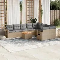 Set Divano da Giardino 10 pz con Cuscini Beige Misto Polyrattan 3257053