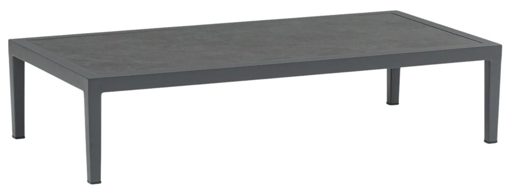 ESCONDIDO - salotto con struttura in alluminio antracite e corda in pvc, tavolino effetto pietra