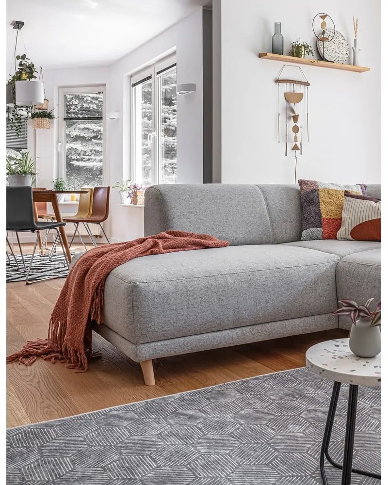 Divano angolare grigio chiaro allungabile e con contenitore (penisola a sinistra/a L) Classy Sophie – Miuform