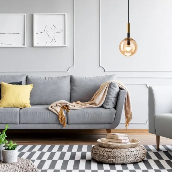 Lampadario a sospensione con filo ROLLO 1xE14/5W/230V oro/fumé beige