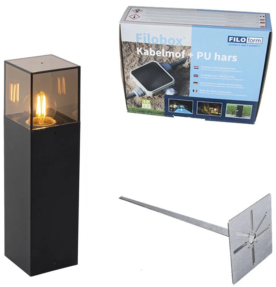 Lampada da esterno a palo nera con paralume fumé 30 cm - Denmark