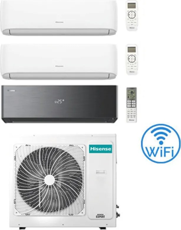 Climatizzatore Condizionatore Hisense Hi Comfort + Energy Pro X Black Wifi R32 Trial Split Inverter 7000 + 7000 + 12000 BTU con U.E. 3AMW72U4RJC