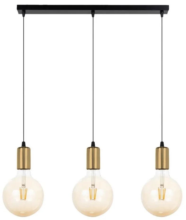 Lampadario a sospensione con filo MIROS 3xE27/60W/230V nero/oro