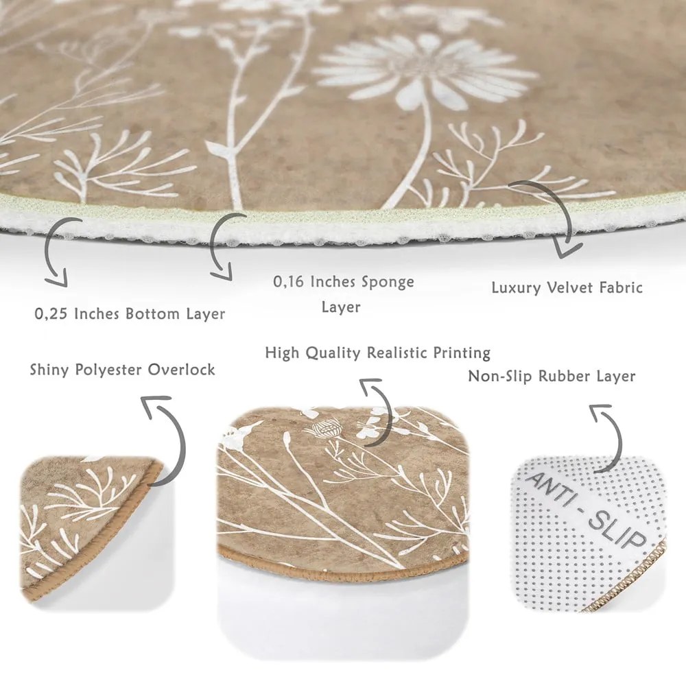 Tappeto rotondo lavabile marrone chiaro adatto per aspirapolvere robot ø 100 cm Comfort - Mila Home