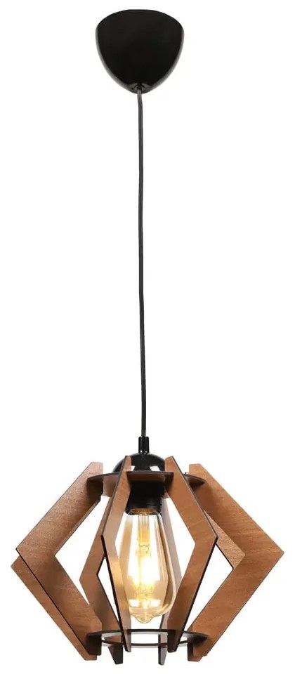 Lampada da soffitto nera con paralume in legno - Squid Lighting