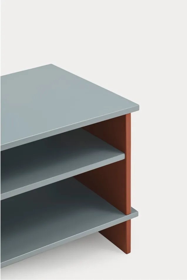 Comodino color mattone/grigio con ripiani Inari – Teulat