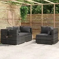 Set Divani da Giardino 3 pz con Cuscini in Polyrattan Grigio 317516