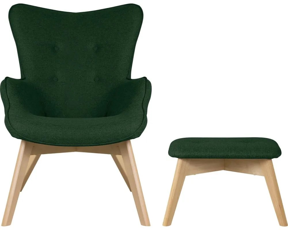 Poltrona con poggiapiedi verde scuro Niko – Ropez