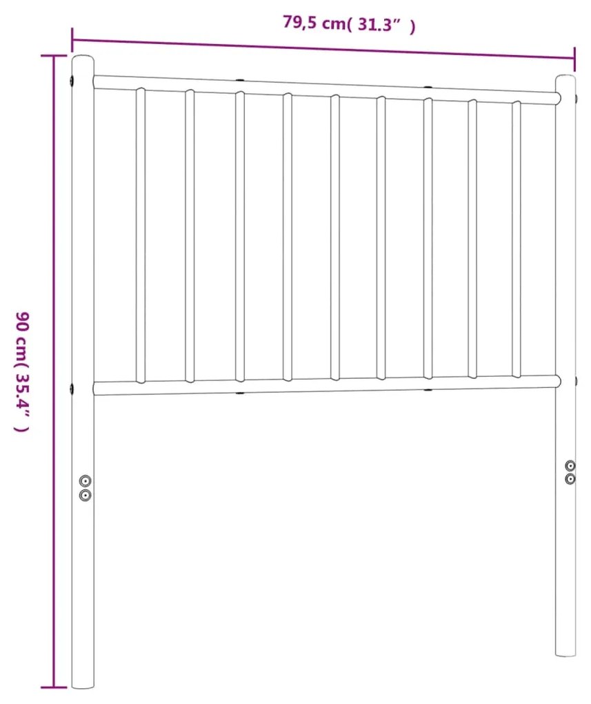 Testiera in Metallo Bianco 75 cm