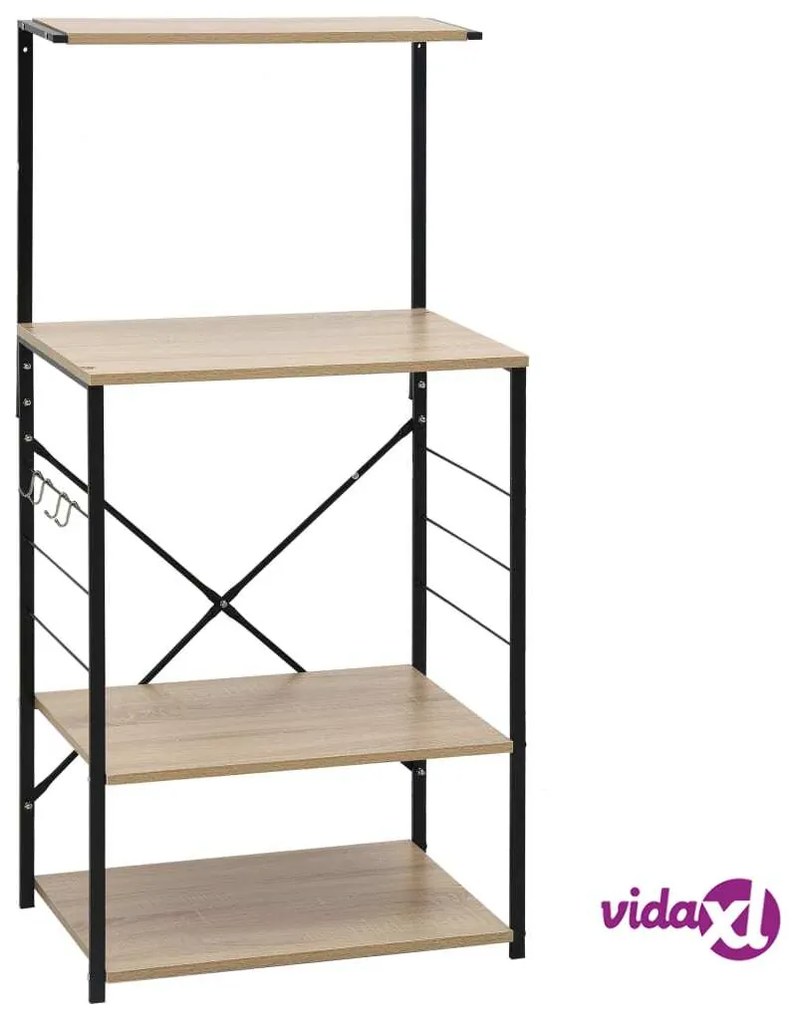 vidaXL Mobile Microonde Nero e Rovere 60x39,6x123cm Legno Multistrato
