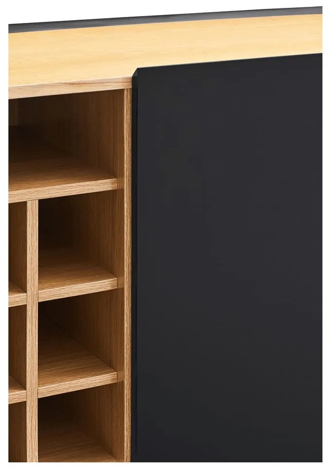 Cassettiera alta nera effetto rovere95x120 cm Arista - Teulat