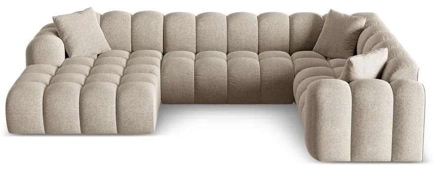 Divano angolare marrone chiaro (con penisola a destra/a U) con rivestimento in ciniglia Treno – Cosmopolitan Design