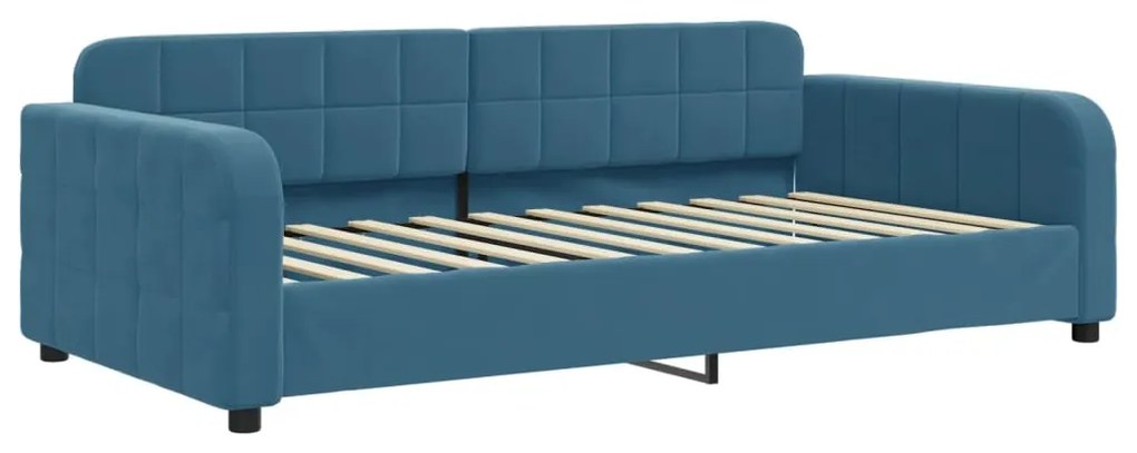 Divano letto estraibile con materassi blu 100x200 cm velluto