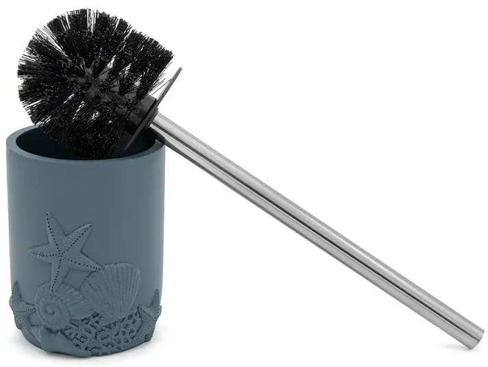 Portascopino da appoggio in resina turchese con setole nere Coral