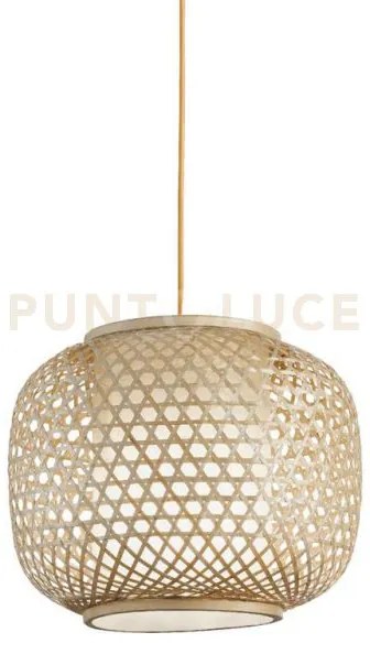 Lampadario a sospensione zen  in bambu' e diffusore in termoplastic...