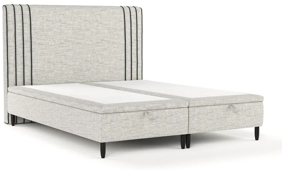 Letto matrimoniale imbottito grigio chiaro con contenitore 160x200 cm Musca - Maison de Rêve