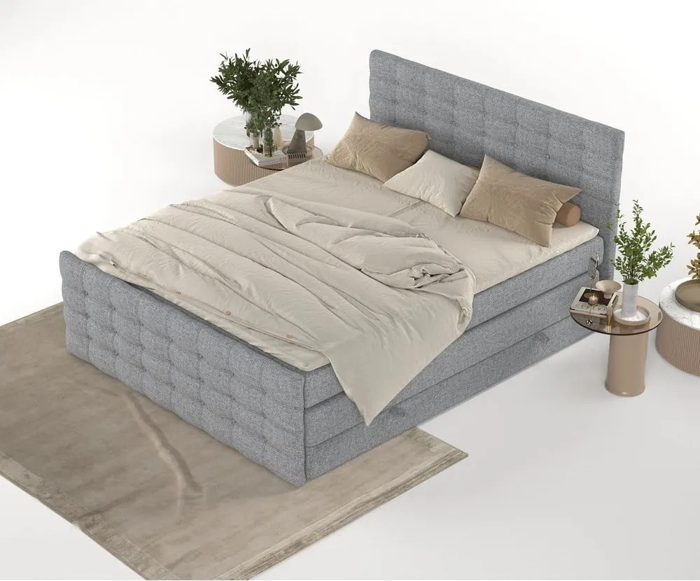 Letto boxspring grigio con spazio contenitivo 180x200 cm Blend - Maison de Rêve