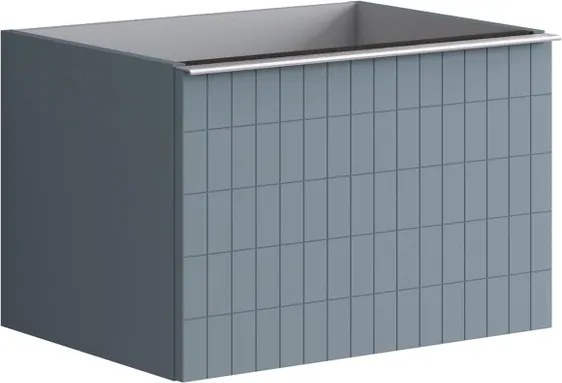 Mobile da bagno sospeso sotto lavabo Pixel grid 2 cassetti L 60 x H 40 x P 45.5 cm blu indaco e maniglia alluminio brillante