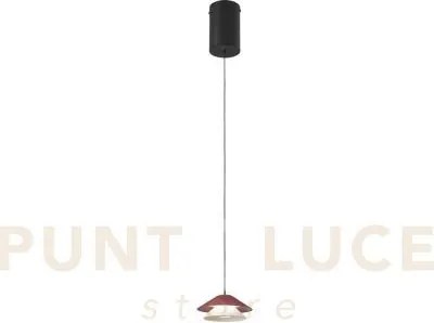 Lampadario a sospensione led atreo rosso+beige in metallo e allumin...