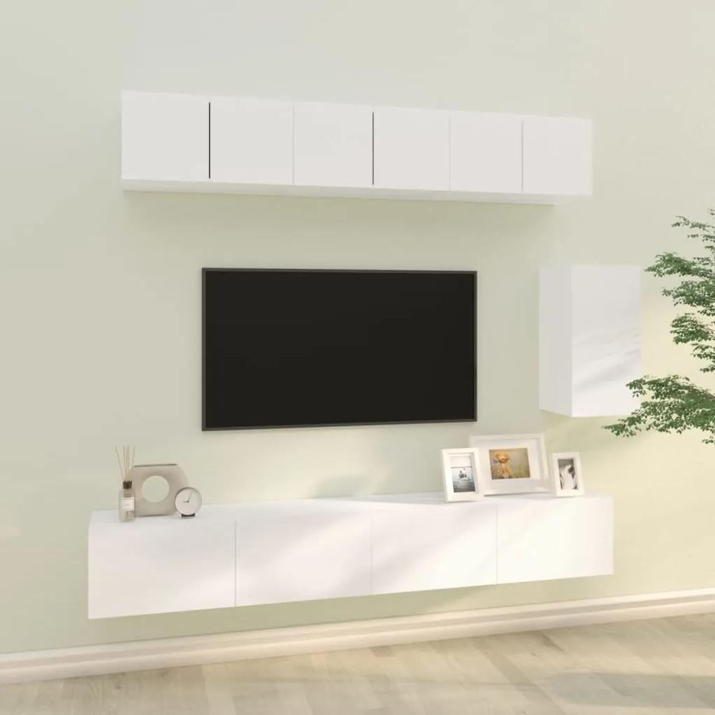 Set di Mobili Porta TV 6 pz Bianco in Legno Multistrato