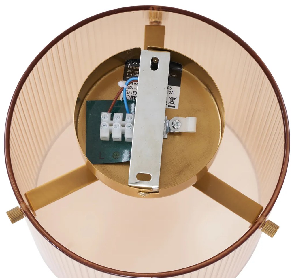 Lampada da soffitto Art Déco ottone con vetro ambra - Laura