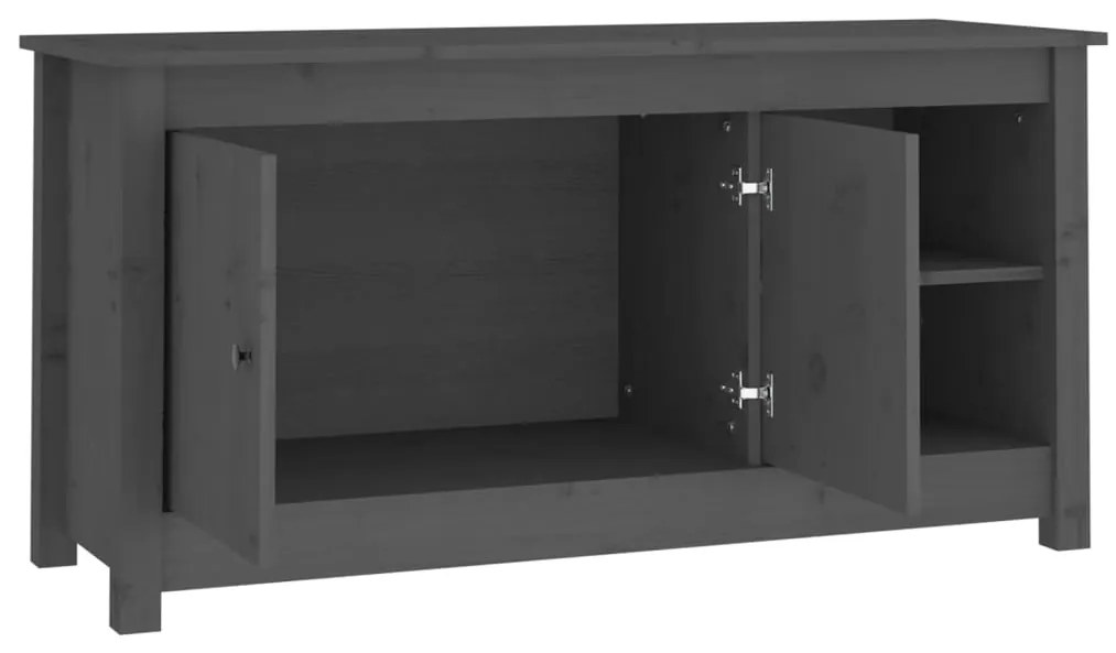 Mobile Porta TV Grigio 103x36,5x52 cm in Legno Massello di Pino