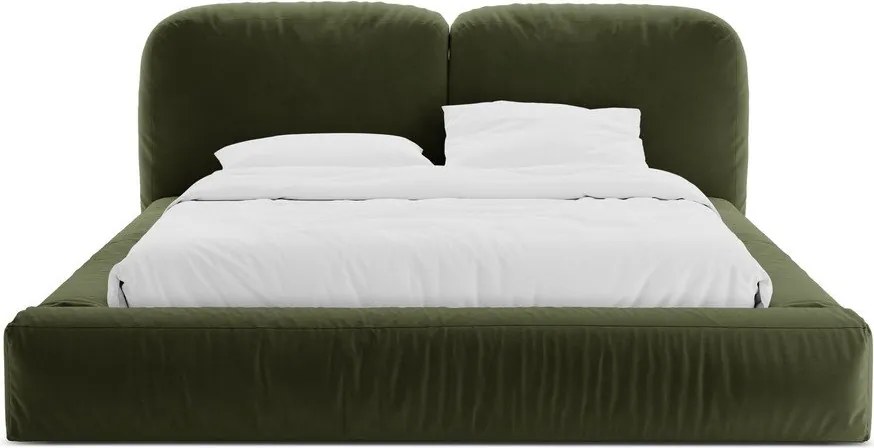 Letto matrimoniale imbottito verde con contenitore con rete inclusa 180x200 cm Martina – Micadoni