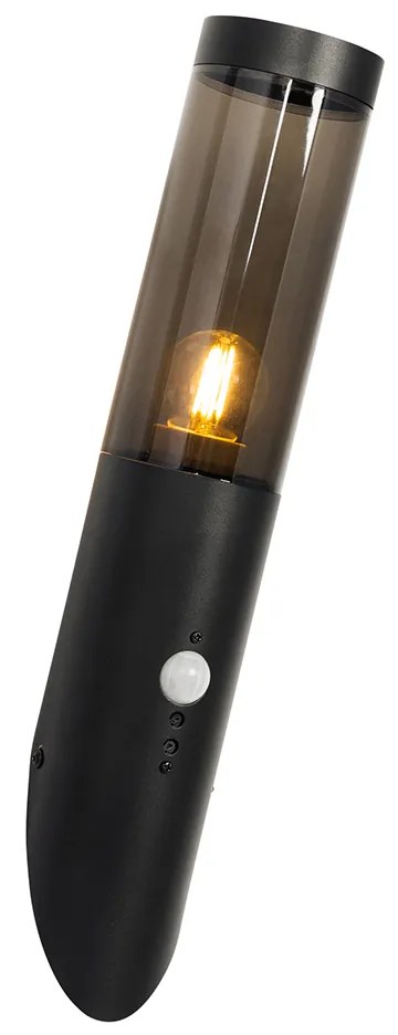 Lampada da parete moderna per esterni nera con sensore di movimento IP44 - Rox