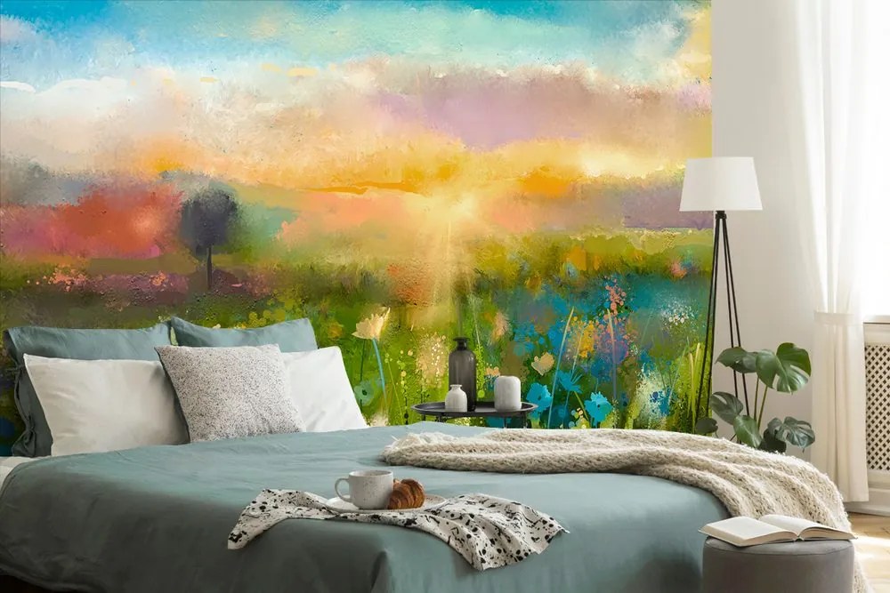 Carta da parati – Pittura ad olio di fiori di campo