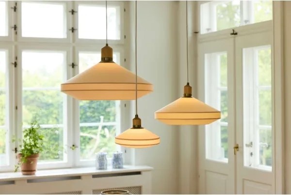 Halo Design 744091 - Lampada sospesa a cavo PARIS 1xE14/40W/230V Ø 24 cm crema/ottone/rovere