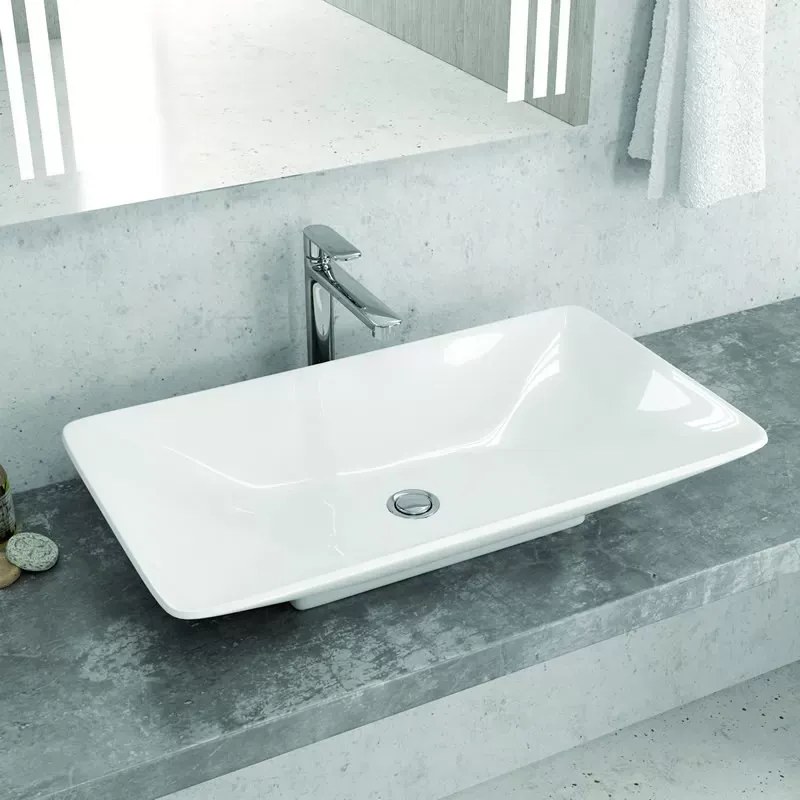 Lavabo da appoggio 70cm in ceramica Litos-1685 - KAMALU