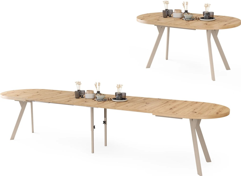 Tavolo ovale allungabile EXPANSO Rovere Artisan / gambe cashmere