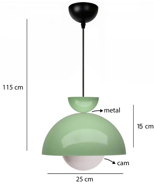 Lampadario a cavo SALVA 1xE27/15W/230V verde