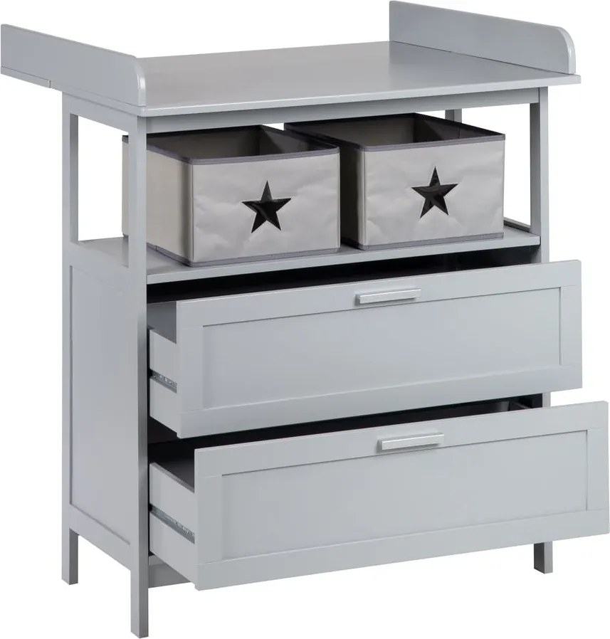 Cassettiera per bambini grigia con fasciatoio 87x100x75 cm Hamburg – Roba