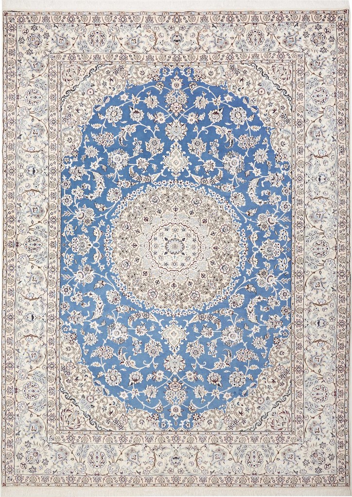 Nain Tappeto 250x350 Blu (Iran) Annodato A Mano