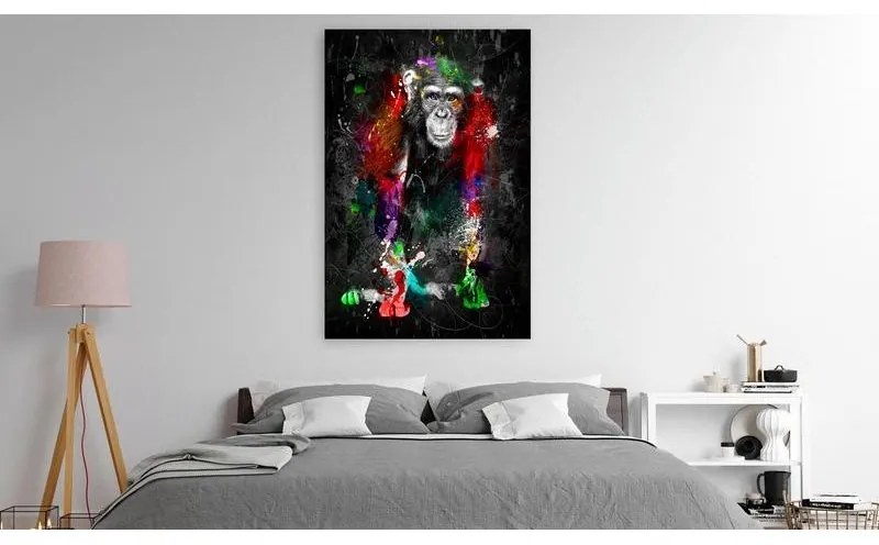 Quadro  Colourful Animals: Chimpanzee (1 Part) Vertical  Larghezza x Altezza Home decor 60x90