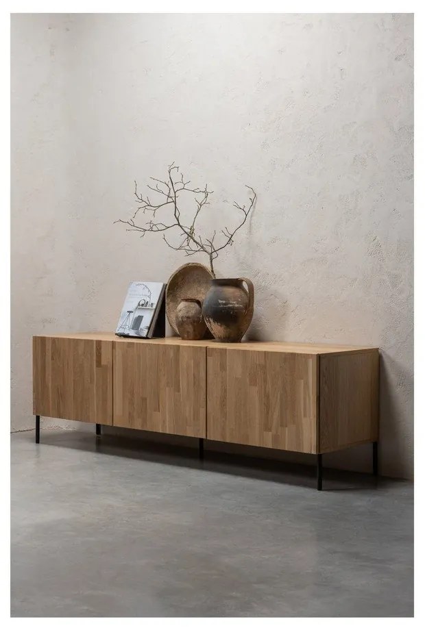 Mobile TV di colore naturale in rovere massiccio 180x56x46 cm Bono – WOOOD