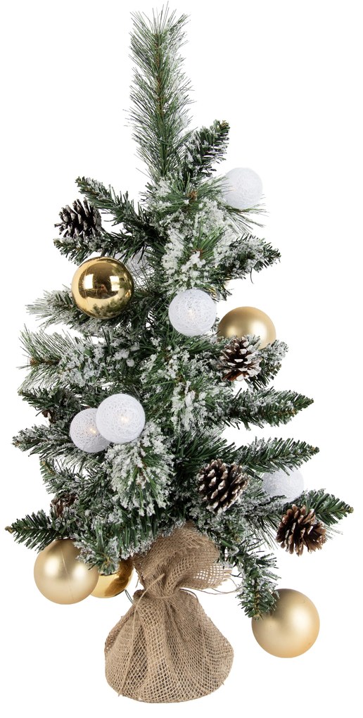 Albero di Natale bianco e oro 60 cm con LED e timer - Jack