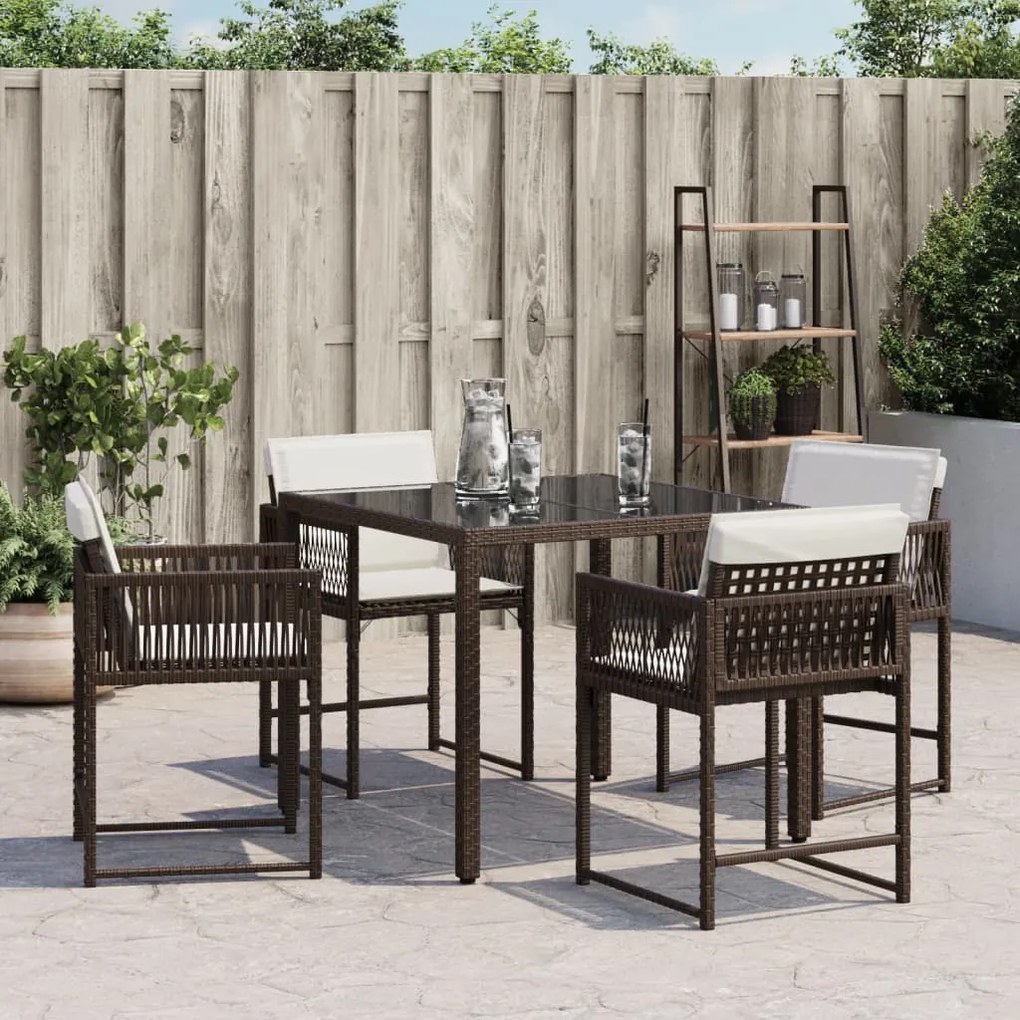 Sedie da giardino con cuscini 4 pz marroni in polyrattan