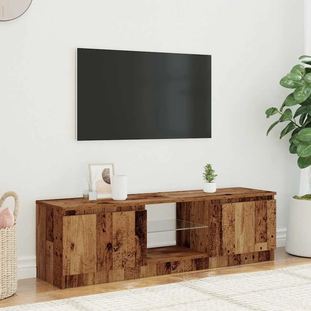 Mobile porta tv con led legno antico 140x40x35,5 cm multistrato