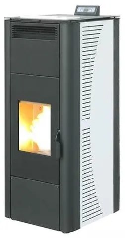 Termostufa a pellet 23.1 kW con ventilazione frontale King 24 Idro bianca